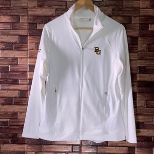 Womens Peter Millar Large Zip Up Light White Jacket W/ Baylor University Logo